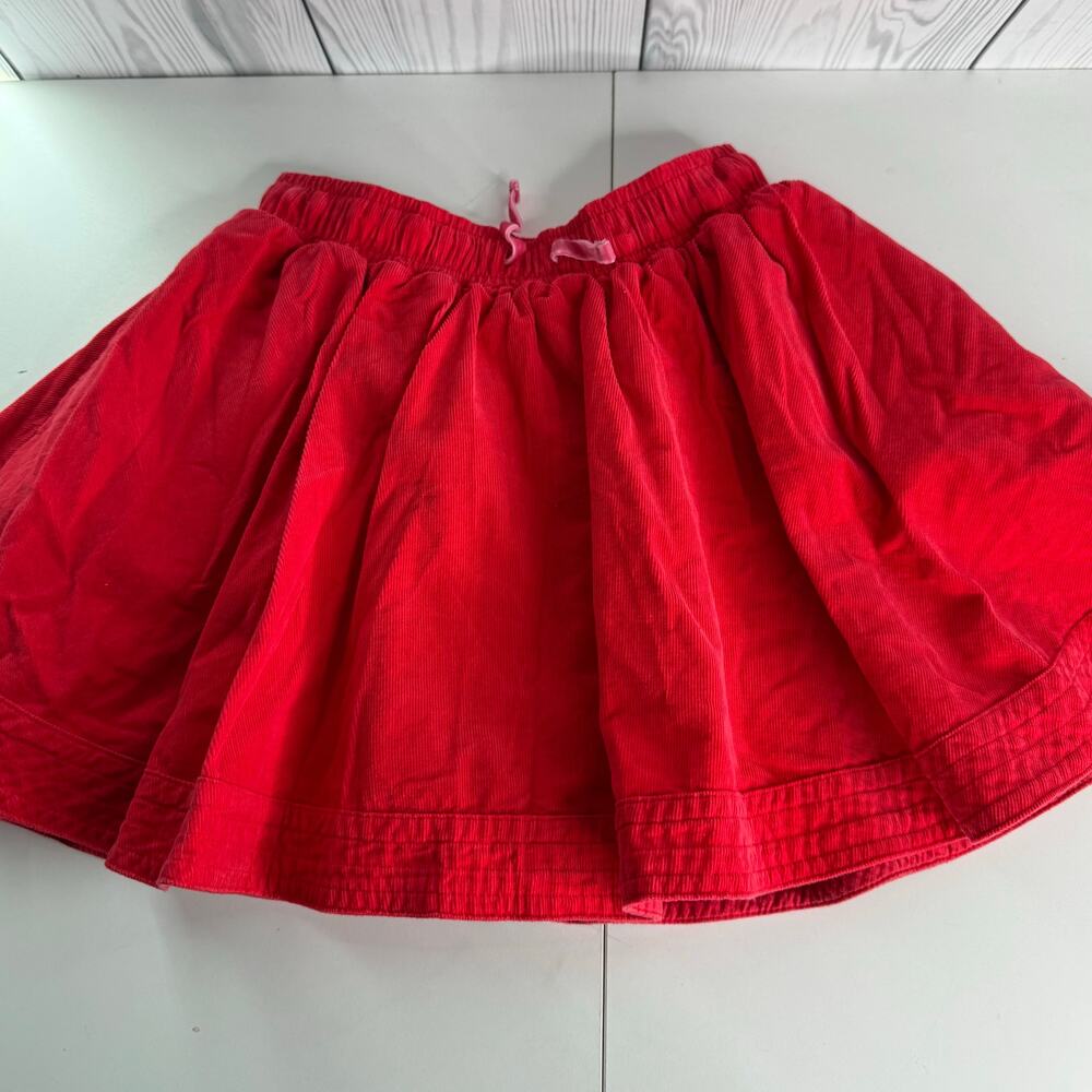 Mini Boden Red Corduroy Skirt. Size 7-8 y 100% Cotton Floral Lining Valentines